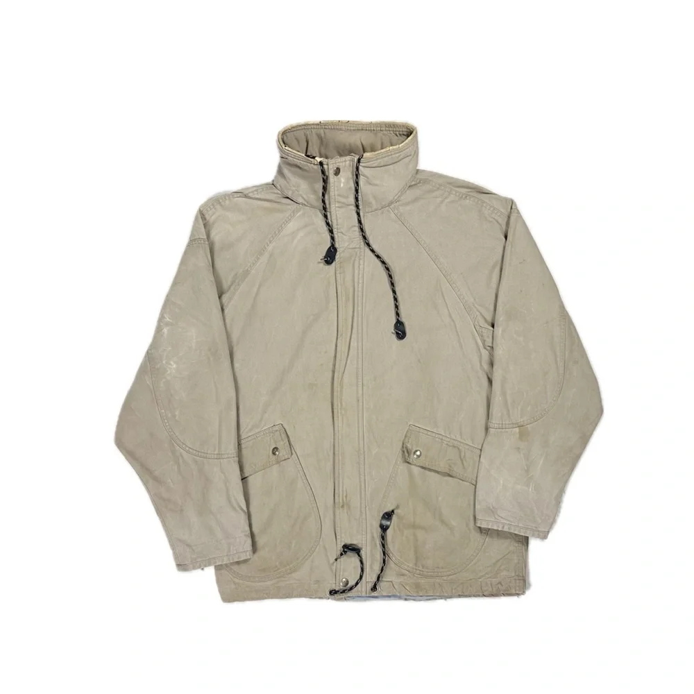 Vintage 90s Timberland Weathergear Beige Zip Up Hooded Heavy Jacket Men's Small